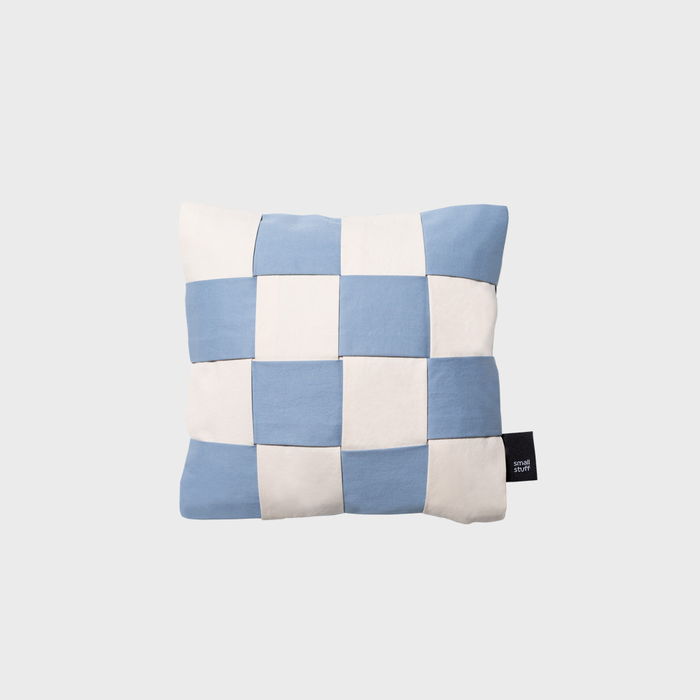 WOVEN NOSEWORK CUSHION PALE BLUE
